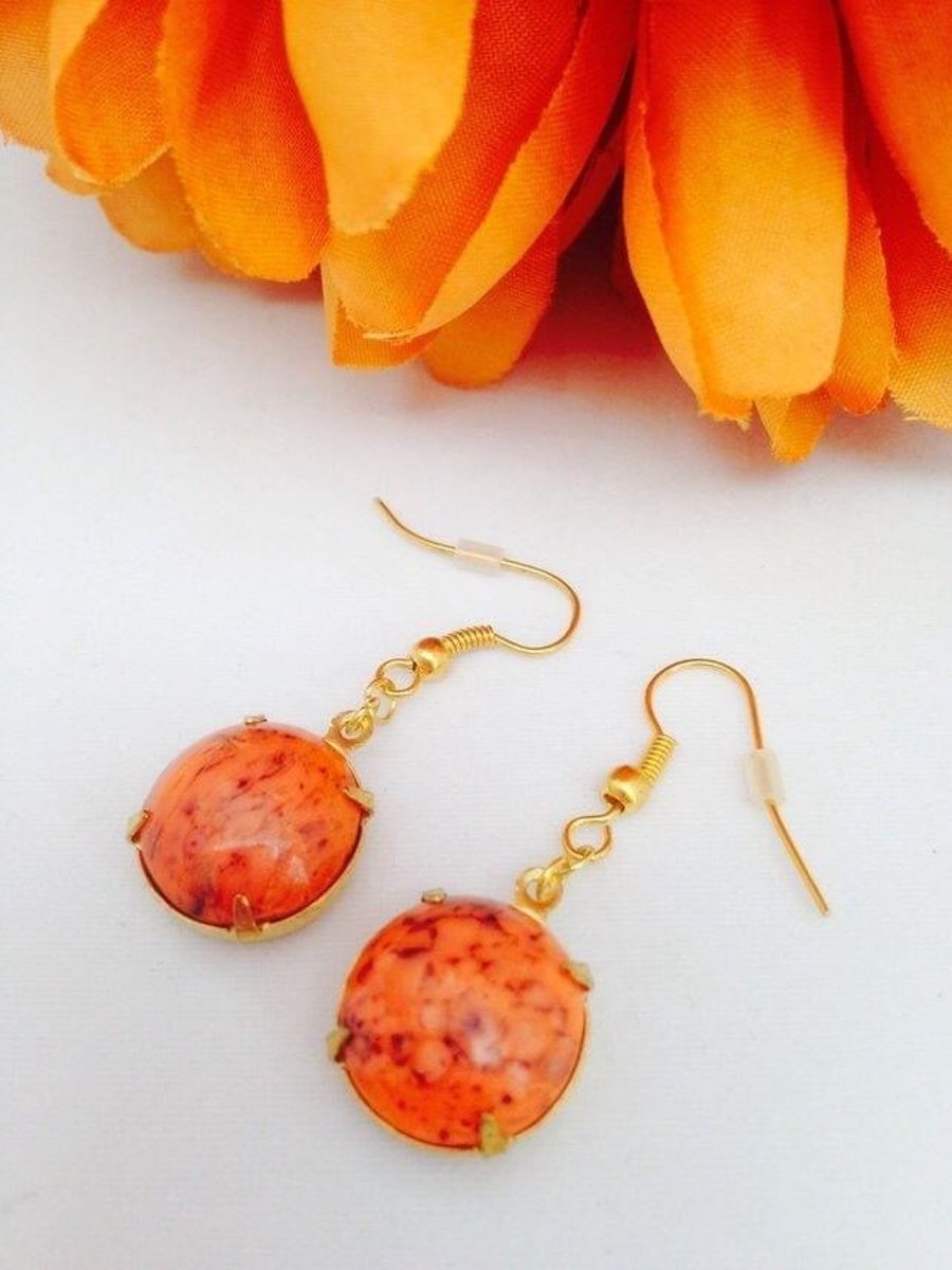 Sunset coral glass earrings