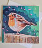 Robin bird painting printed card