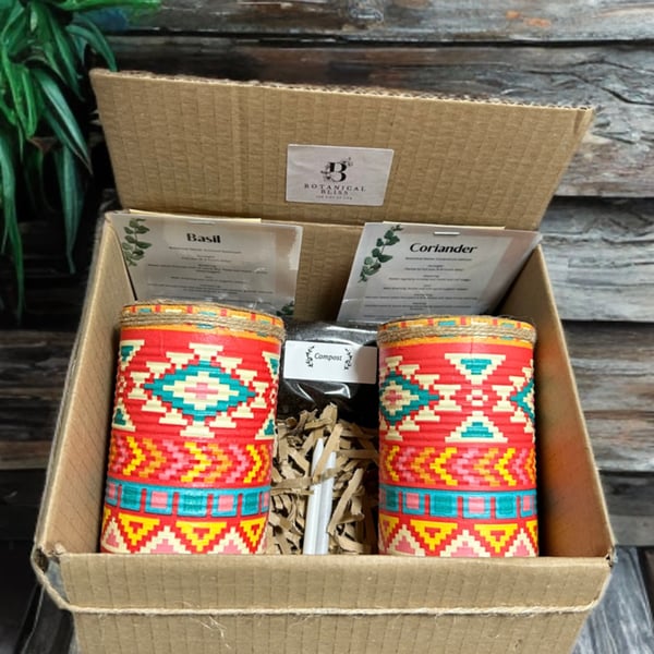 Boho Aztec Tribal Eco-Friendly Grow Your Own Herb Garden Gift Set