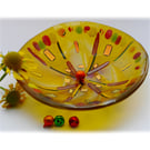 Fused Glass Bowl Round 12.5cm Golden Yellow Dichroic 021