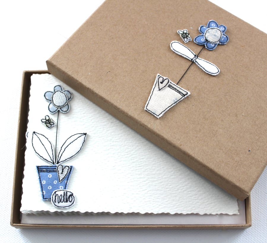'Flowerpot and Bee' - A Box of Six Postcards with Envelopes