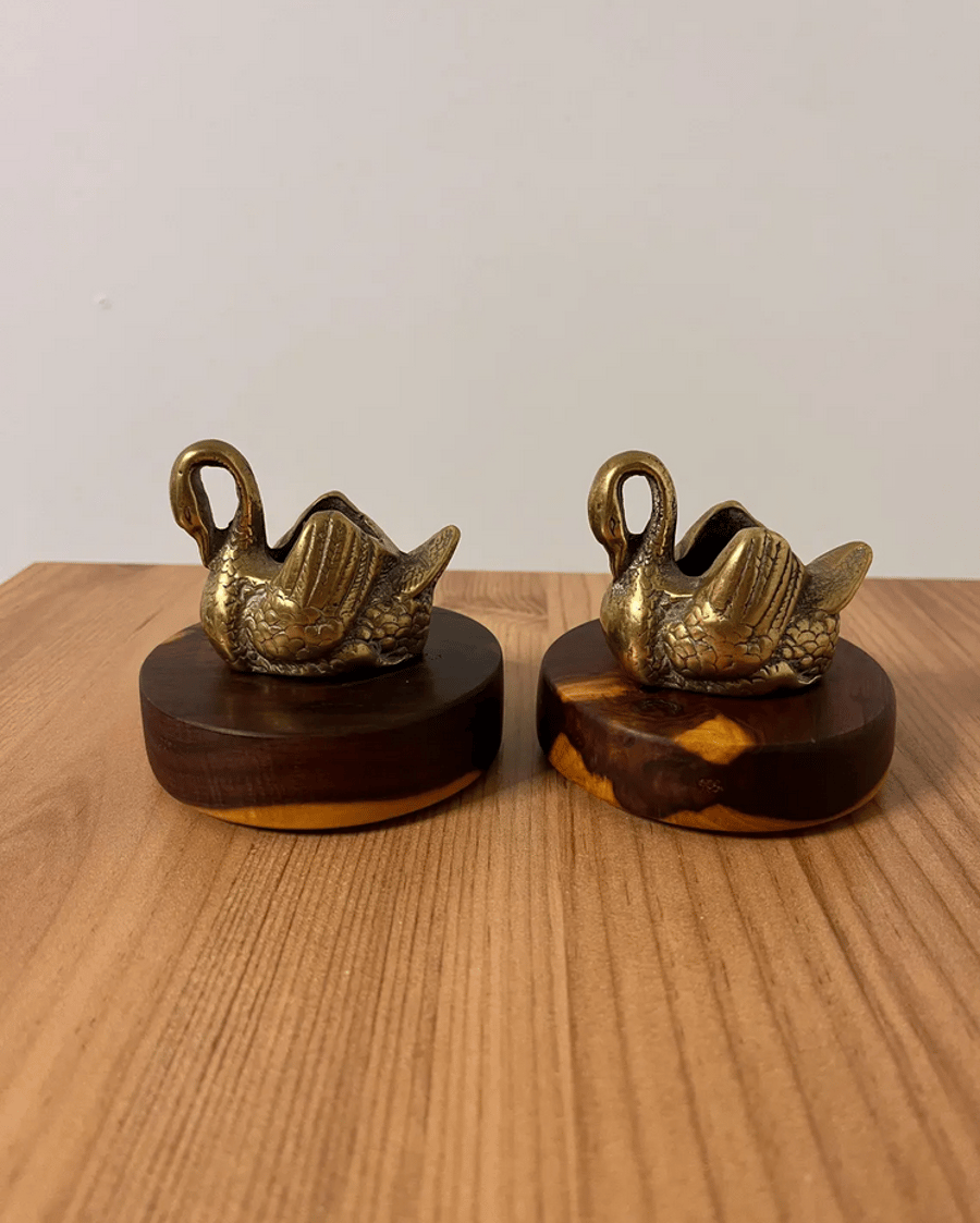 Brass Swan on Australian Mulga Wood Base