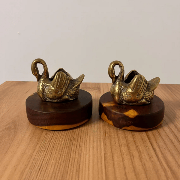 Brass Swan on Australian Mulga Wood Base