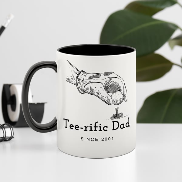 Tee-rrific Dad - Personalised Golf Mug: Perfect Golf Gift For Father's Day