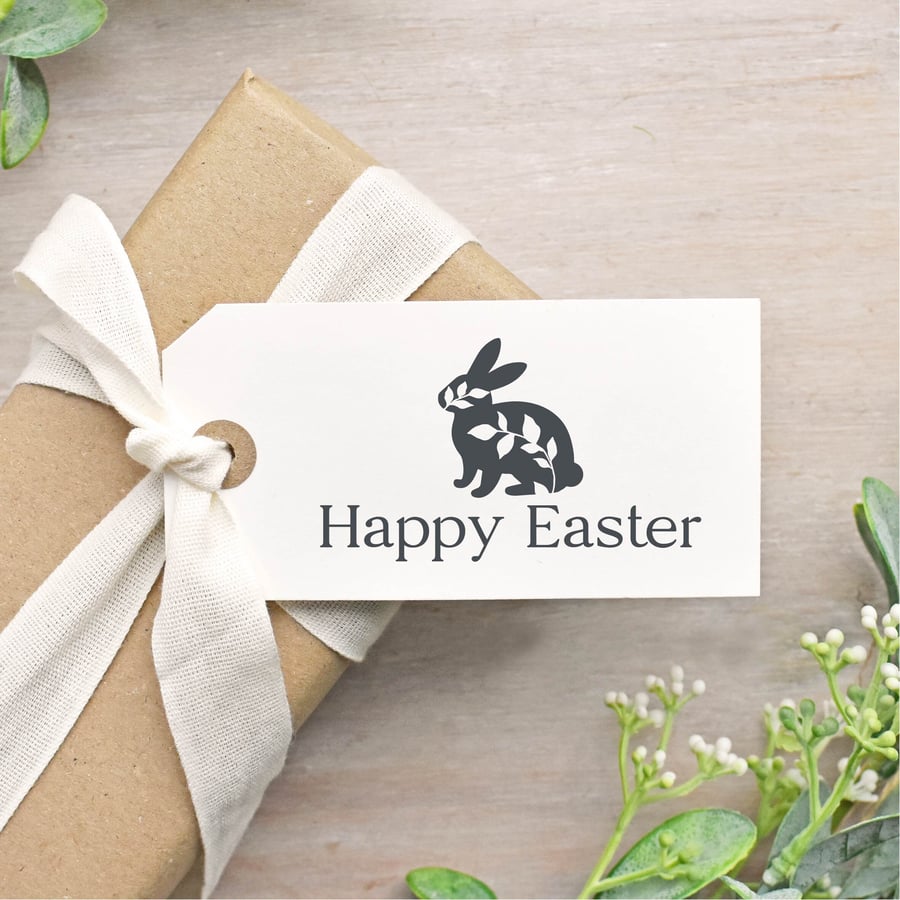 Botanical Happy Easter Bunny Stamp