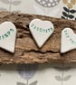 Ceramic personalised heart name plaques, Christmas decorations, labels - Image 2