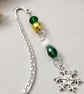 Festive Snowflake Beaded Metal Bookmark, - Image 2