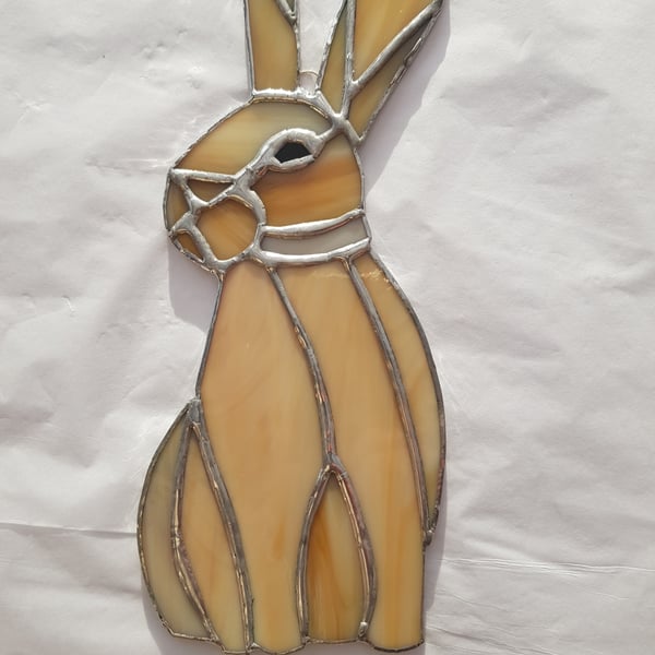 452 Stained Glass Rabbit - handmade hanging decoration.