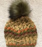 Cabled, Hand Knitted Hat 3 with removable pom pom (Aran) - Small - Image 7