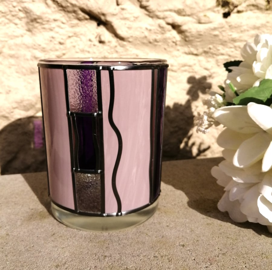 Crocus Delight is a Stained Glass Effect Flower Vase with a Hand Leaded Art Deco