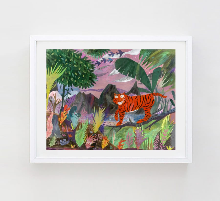 Illustration Art print, tiger art print, Tyger Tyger 16.5 x 11.7 inch Print 