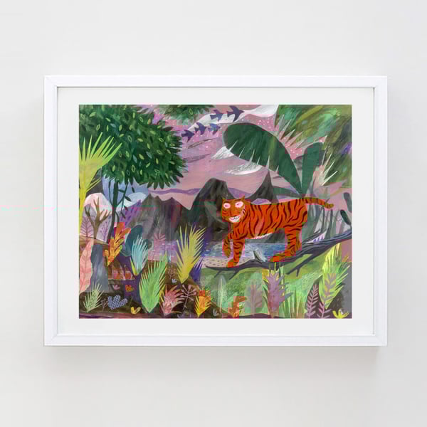 Illustration Art print, tiger art print, Tyger Tyger 16.5 x 11.7 inch Print 