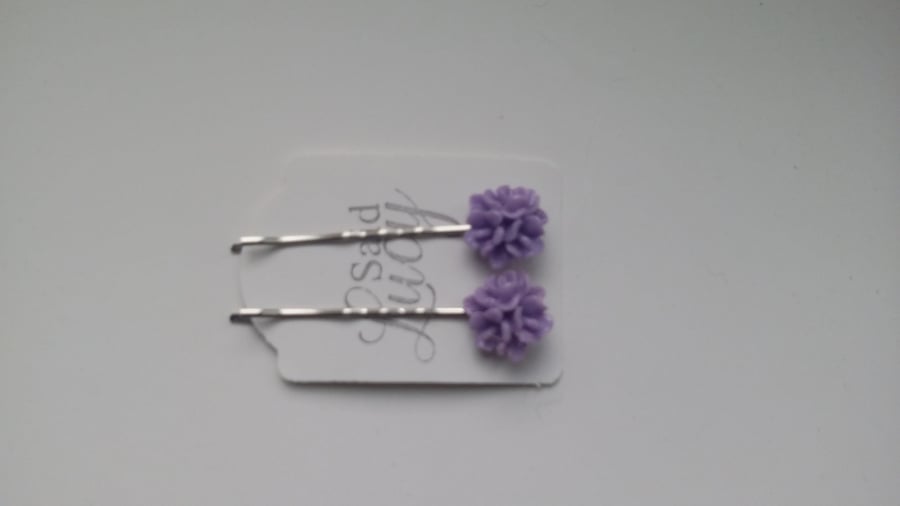 Purple flower bobby pins hair clips