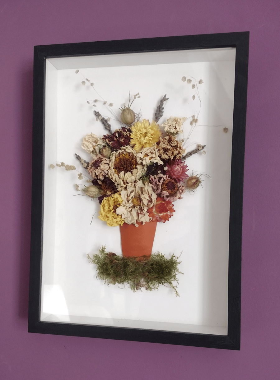 Dried flower box frame wall art