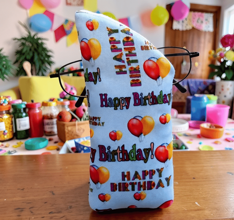 Happy Birthday Glasses Case Lined & Padded 