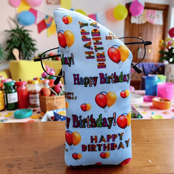 Happy Birthday Glasses Case Lined & Padded 