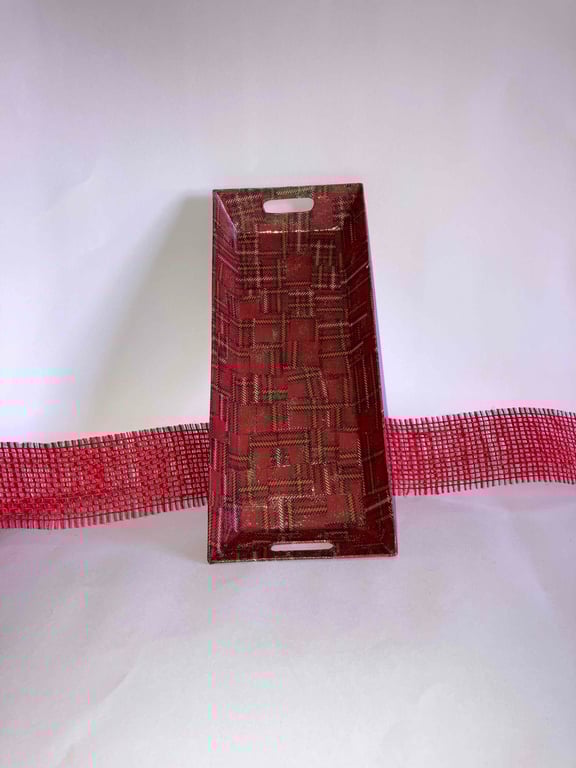 Red fun tartan patterned tray 