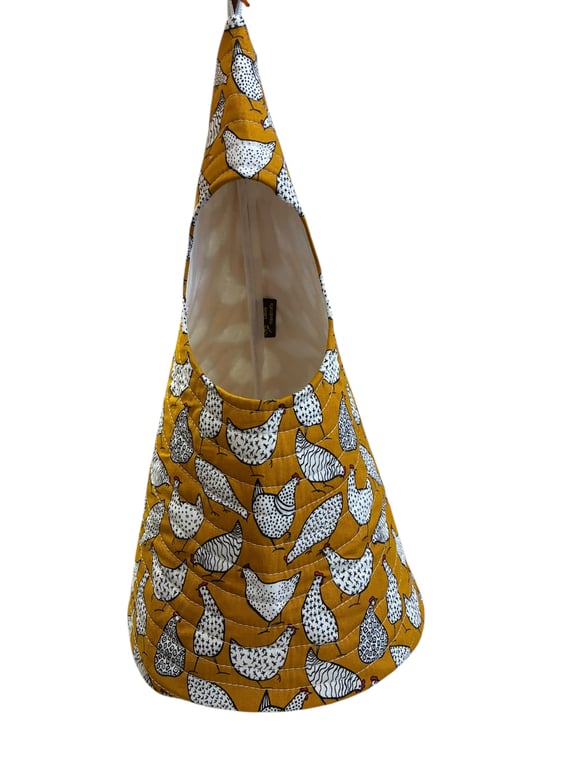 Quilted Handmade Peg Bag featuring Chickens 