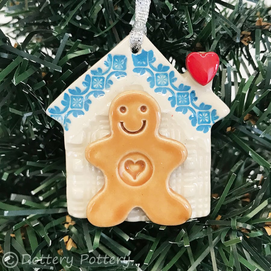 Ceramic gingerbread house decoration 