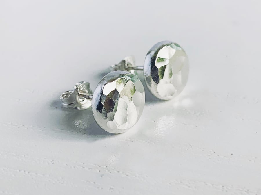 SILVER 8 MM STUDS Handmade Recycled Sterling Silver Stud Earrings 