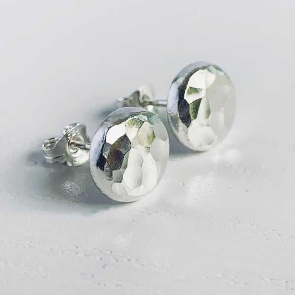 SILVER 8 MM STUDS Handmade Recycled Sterling Silver Stud Earrings 