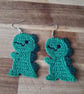 Dinosaur crochet Earrings crochet stainless steel dangly earrings OOAK