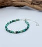 Natural Turquoise Beaded Bracelet with Adjustable Slider Clasp, Sterling Silver - Image 8