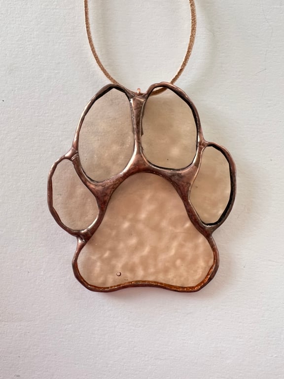 Sparkling champagne stained glass paw decoration - dog lover gift apricot
