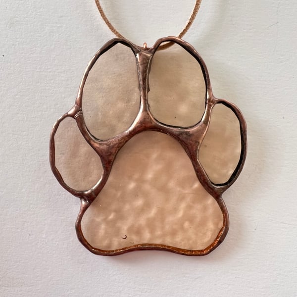 Sparkling champagne stained glass paw decoration - dog lover gift apricot