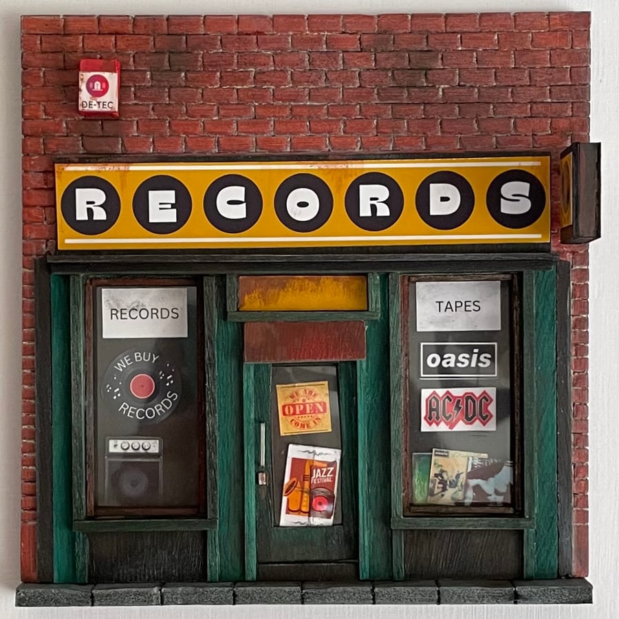 Miniature Record Store Framed Diorama