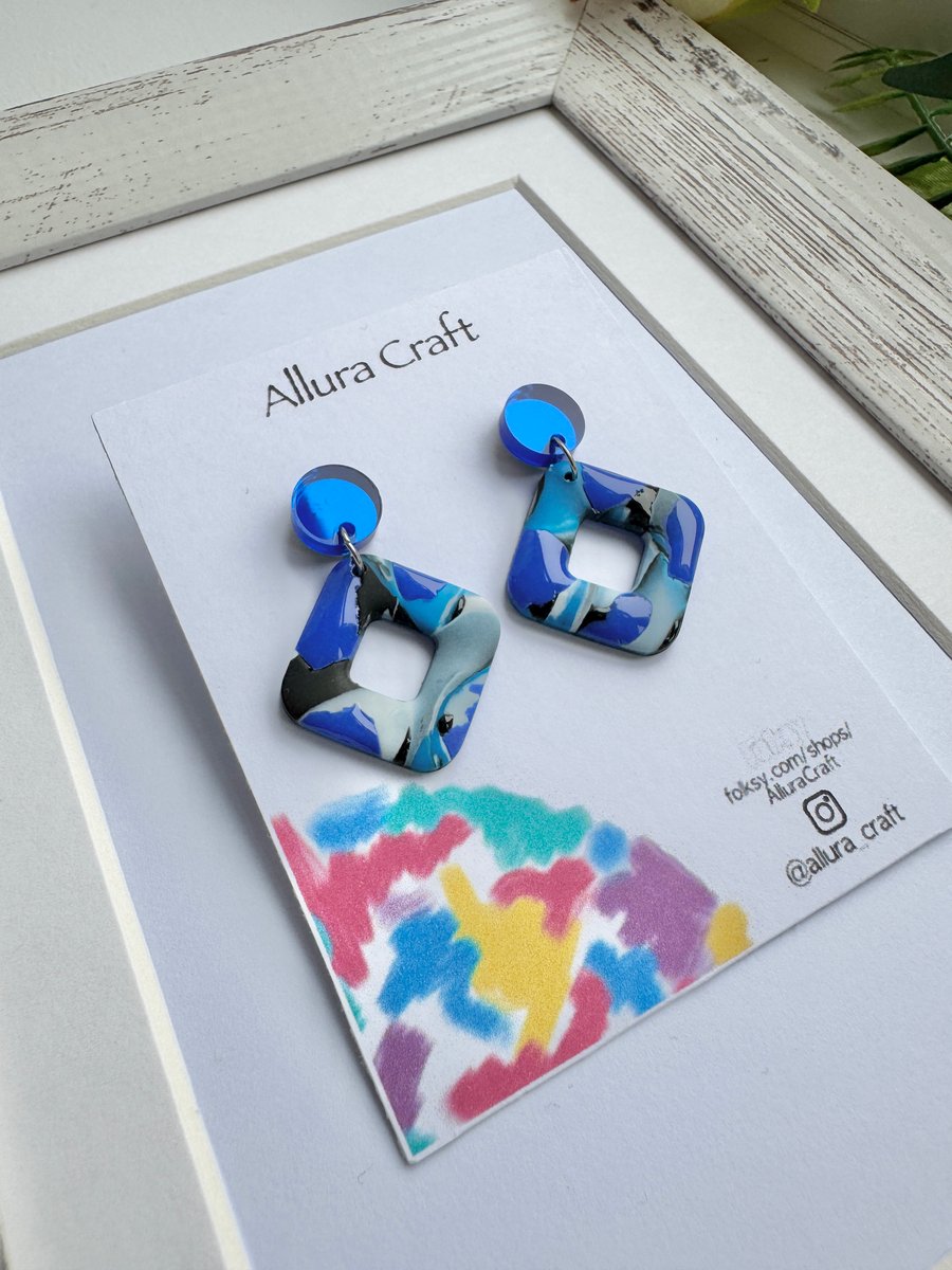  Blue Wave Marble Earrings