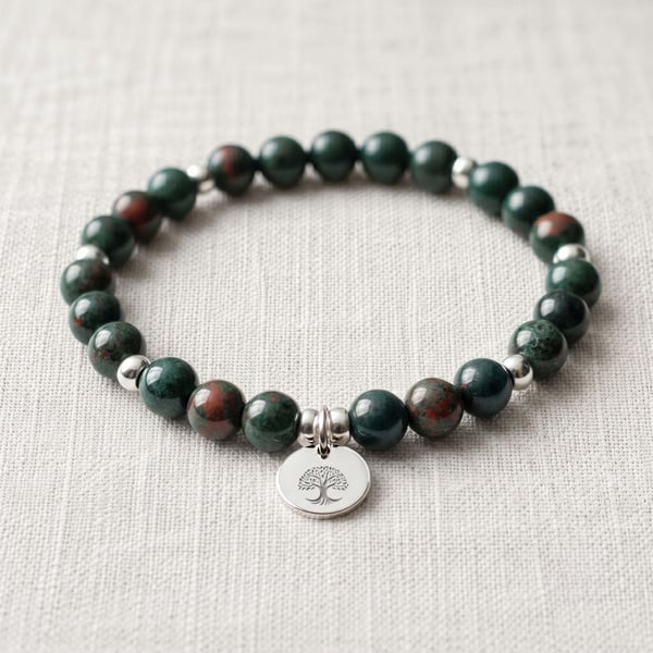 Bloodstone Crystal Bracelet, Strength & Vitality, Personalised Gift