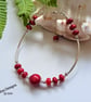 Designer Bamboo Poppy Red Coral Sterling Silver Bracelet  - Image 1