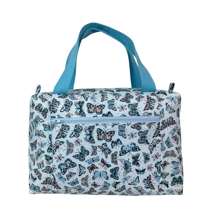 Large wash bag in Liberty cotton, floral toiletries bag with handles and pocket.