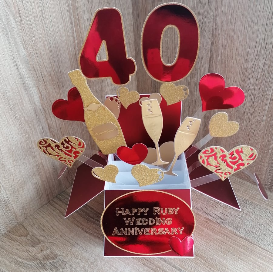 Personalised Wedding Anniversary  Card 3d  Pop up Box Card