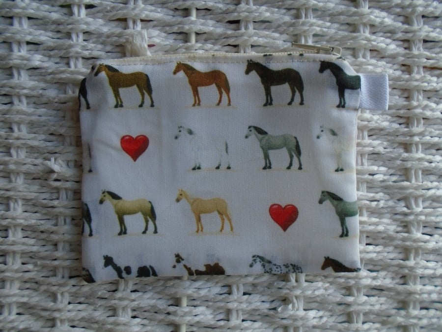Love Horses Themed Coin Purse or Card Holder.