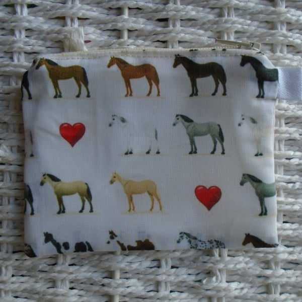 Love Horses Themed Coin Purse or Card Holder.