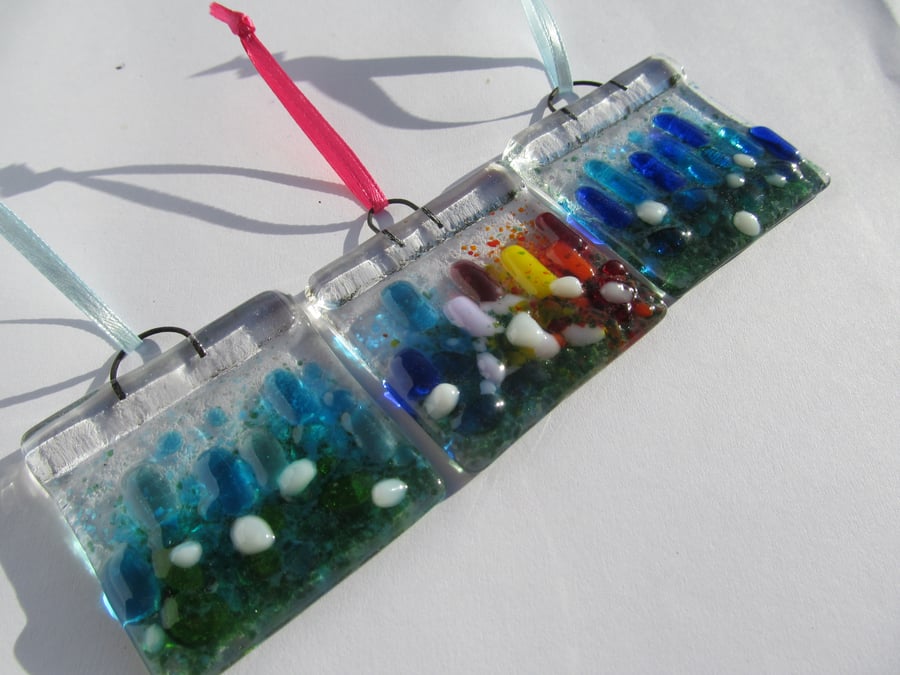 Mini Meadow Fused Glass Sun Catchers (Choice of Colours)