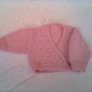 Hand Knitted Baby's Crossover Style Ballerina Cardigan, Prem Sizes, Custom Make