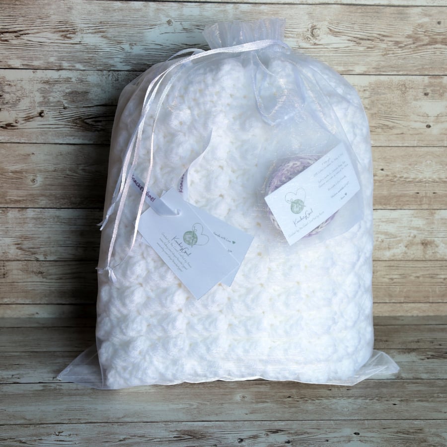 Hand Crochet Baby Blanket, Choice of Colours, Approx 24" x 32" Extra Thick Cosy