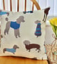 Feature Cushion with Pad: Blue Dogs design 17" (43cm), Handmade Throw Pillow - Image 5