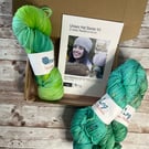Hat knitting kit with one skein of hand dyed yarn