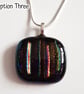 Black Dichroic Fused Glass Pendant - Rainbow Iridescent Necklace - Image 4