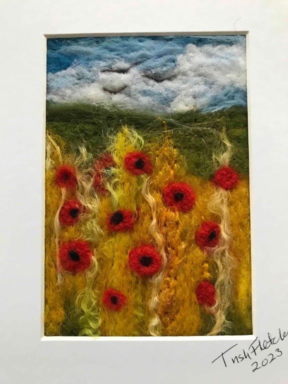 Needle felted picture cornfield 