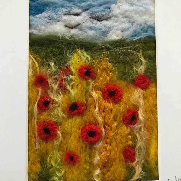 Needle felted picture cornfield 