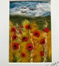 Needle felted picture of poppies in a cornfield. - Image 1