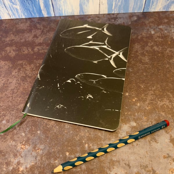 Notebook, Marine themed, A5 (ish), made from up-cycled and recycled materials.