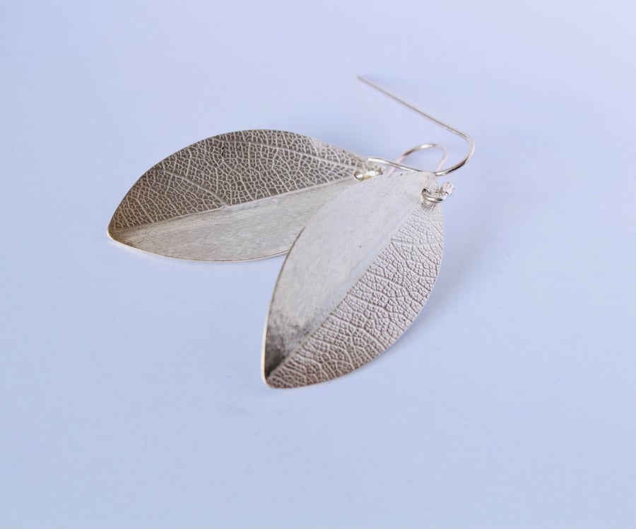 Handmade Sterling Silver Leaf Earrings 