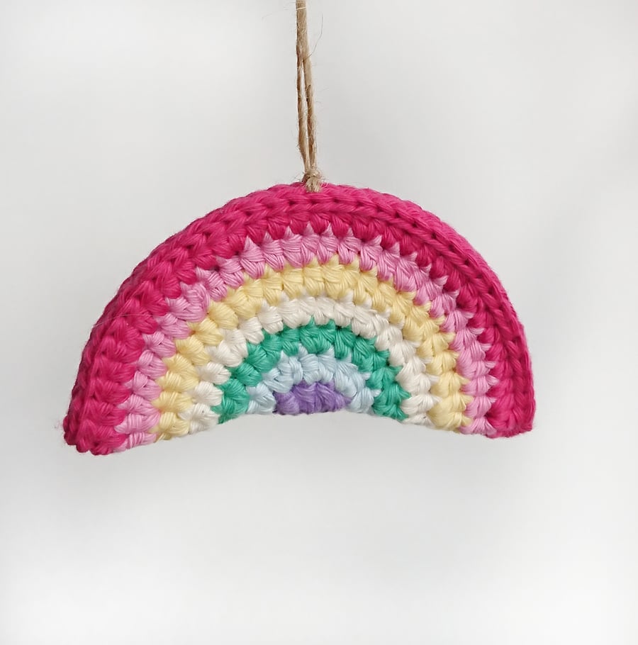 Crochet Rainbow Pastel - Hanging Decoration