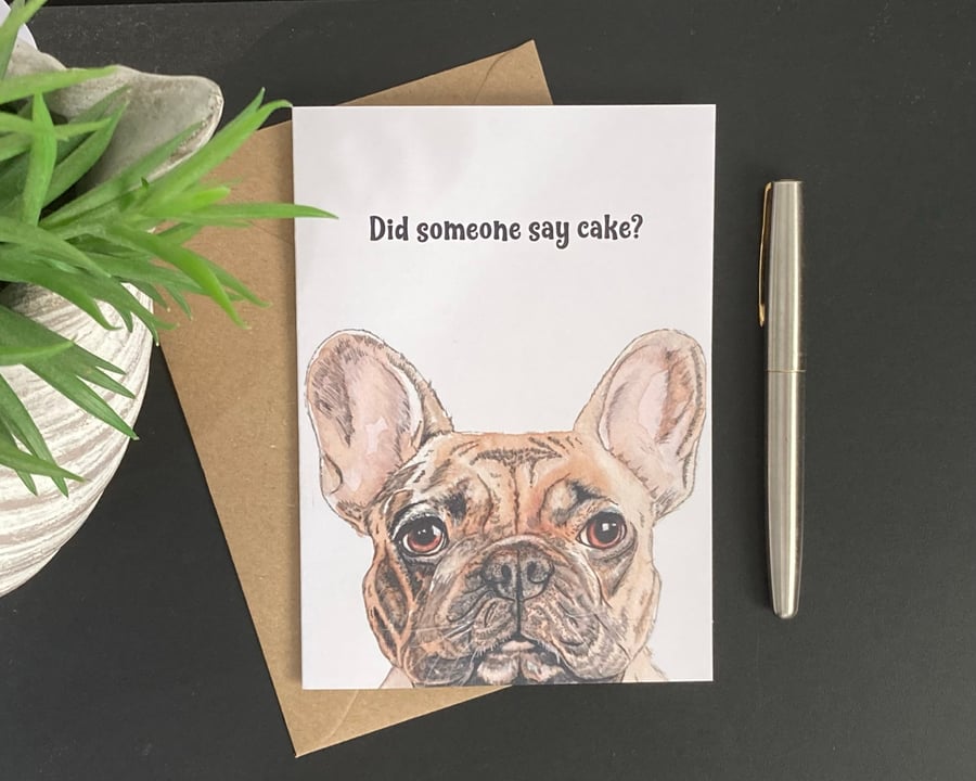 French Bulldog Birthday Card. Personalised or Blank Fawn Frenchie dog card.